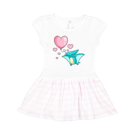 

Inktastic Cute Valentine Pterodactyl with Heart Balloon Gift Toddler Girl Dress