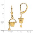 thumbnail image 3 of Auriga 14k Yellow Gold 3-D Beach Bucket with Shovel Dangle Earrings for Women(L- 27.2mm, W- 11.15mm), 3 of 6