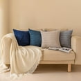 thumbnail image 2 of Softalker Throw Pillow Covers 18x18 inch Set of 4 Corduroy Soft Striped Farmhouse Boho Pillow Covers for Couch Sofa Bedroom Living Room(Grey/Blue), 2 of 8