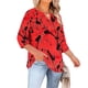thumbnail image 2 of TaTaai Women Plus Size Casual Top Three Quarter Sleeve Crew Neck Chest Cutout Random Print Spring Summer Base T-Shirt Ladies Daily Outdoor Wear Breathable No Fading Comfortable Fashion Top Gift, 2 of 6