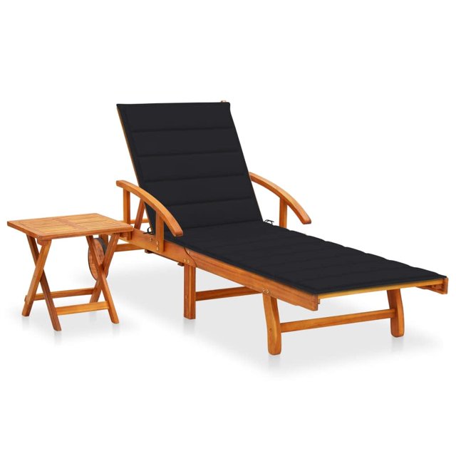 Reposera de Jardín Casafoyer con Mesa y Cojín de Madera de Acacia