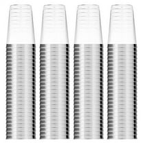 100 Silver Plastic Cups 16 Oz Clear Plastic Cups Tumblers Silver Rimmed Cups Fancy Disposable Wedding Cups Elegant Party Cups with Silver Rim