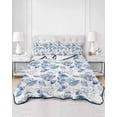 thumbnail image 2 of Twin Quilt Bedding Set, Coastal Nautical Reversible Summer Quilt 3 Pieces, Summer Ocean Beach Sea Corals Blue Lightweight Bedspreads Coverlets with 2 Pillow Shams for All Seasons, 2 of 5