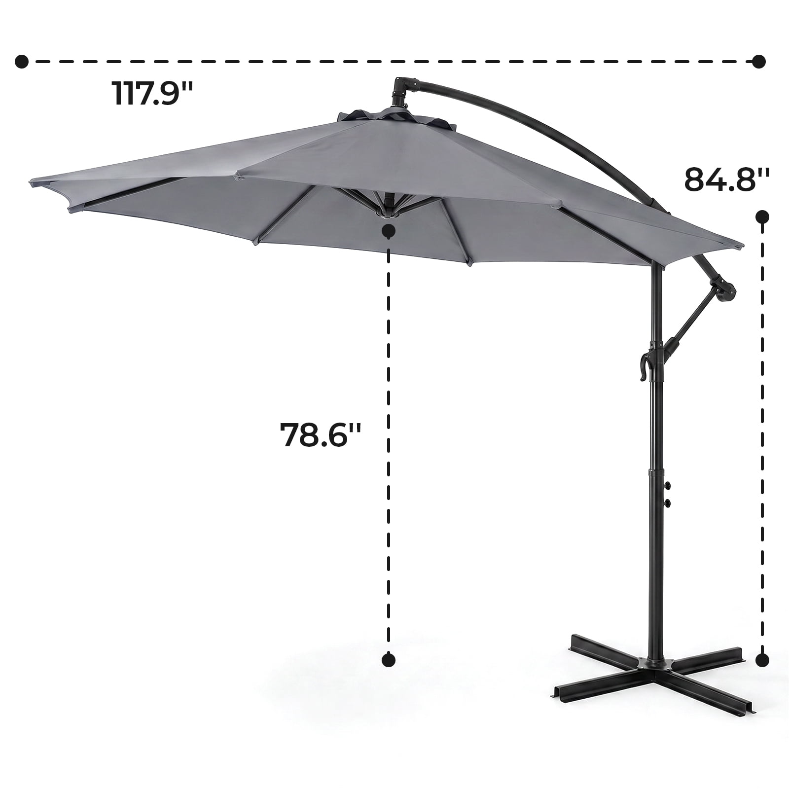 Alvantor 9.8FT Offset Cantilever Patio Umbrella with Crank & 8 Ribs, Easy Tilt Adjustment, UPF 50+ UV Protection for Backyard Patio Lawn