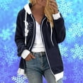 thumbnail image 1 of Veste d'Automne Mode Femme à Fermeture Éclair Col en V Chandail Manches Longues Blouse à Capuche Chandail en Molleton Vestes pour Femmes avec Capuche en Liquidation, 1 of 1