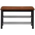 thumbnail image 2 of Black / Chocolate Micro Fabric Shoe Rack Storage Organizer & Hallway Bench, 2 of 2