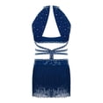 thumbnail image 4 of inlzdz Fringe Latin Dance Dress for Girls Sparkly Sequin Tassel Stage Outfit Chacha Rumba Jazz Ballet Leotards Navy Blue 8, 4 of 6