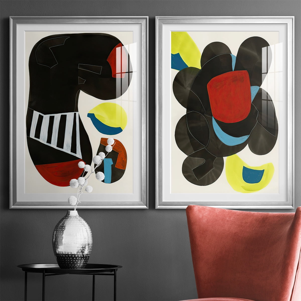 Wexford Home Barcelona I Premium Framed Print, 22.5" x 30.5" - Ready to Hang, Silver (Set of 2)