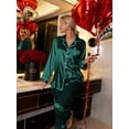thumbnail image 4 of Avidlove Women Satin Pajama Set Silky Long Sleeve Sleepwear Soft Pj Set Button Down Nightwear S-XXL, 4 of 7