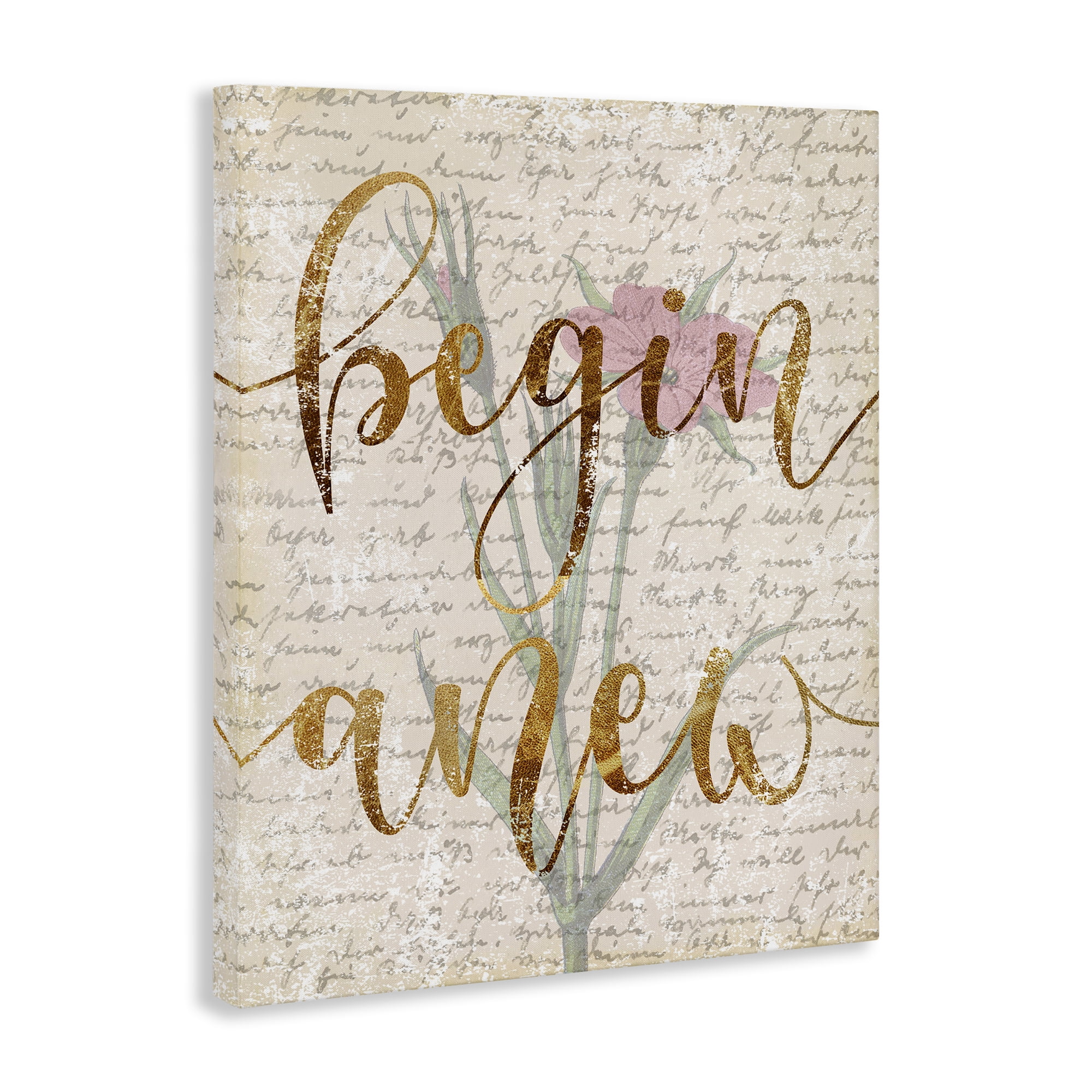 Stupell Industries Vintage Begin Anew Botanical & Floral Painting Gallery Wrapped Canvas Art Print Wall Art, 36 x 48