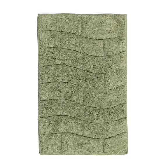 Knightsbridge Stylish And Comfortable All Season Traditional New Tile Design Cotton Bath Rug 24" X 40" Sage