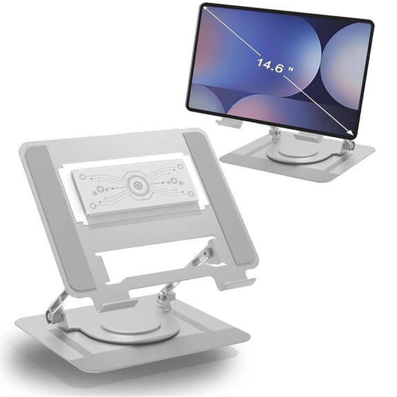 Laptop Stand with Semiconductor Radiator, Adjustable Laptop Stand for Desk, Laptop Stand for Desk with 360 Swivel Base, Foldable Ergonomic Computer Notebook stand Holder for 10-17"