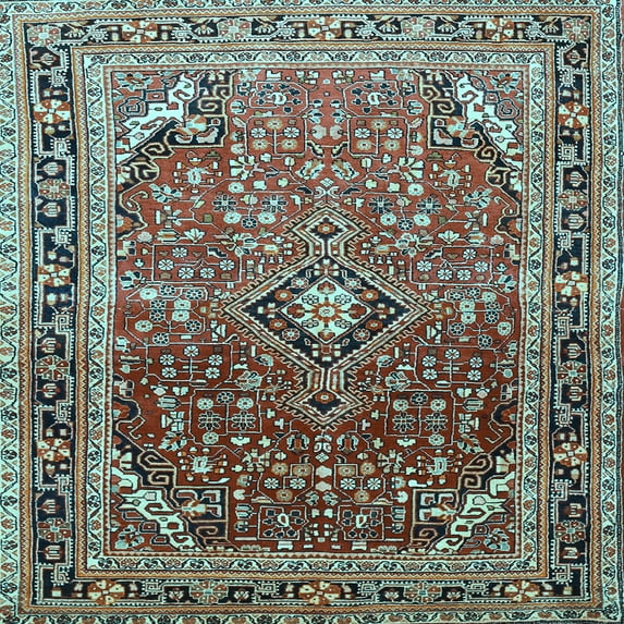 Ahgly Company Indoor Square Persian Light Blue Traditional Area Rugs, 3' Square