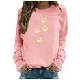 thumbnail image 2 of Tawop Sweatshirts for Women Women Tops Sweatshirt Crew Neck Long Sleeve Graphic Dog Pink L, 2 of 6