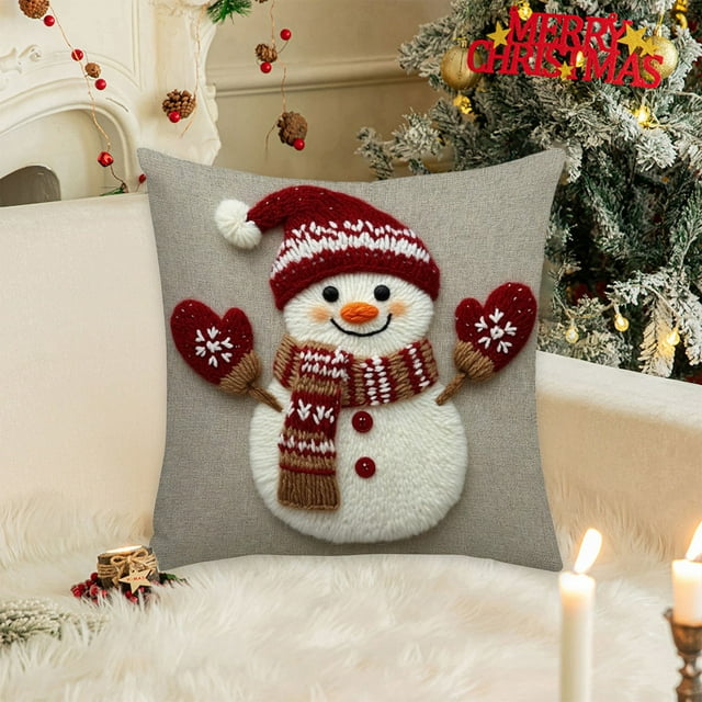 QIPOPIQ Latch Hook Pillow Cover Kit, Santa Claus Portrait with Pre-Printed Pillowcase, Include Crochet Tool and Yarn, DIY Craft Set for Home Decor, Gifts