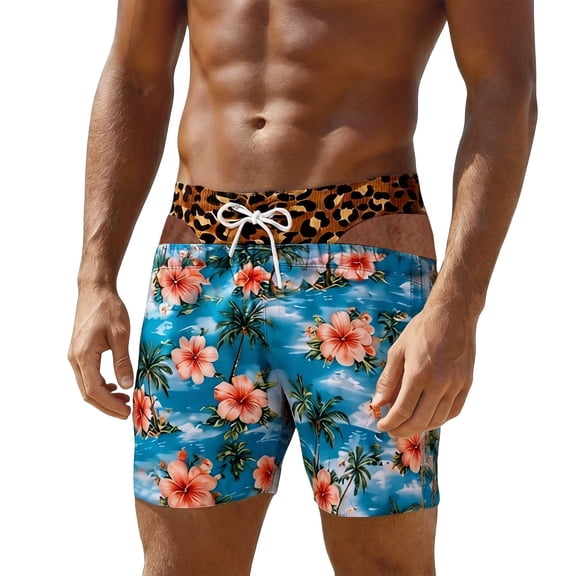 COMVALUE Funny Swim Trunks for Men Cheek Swim Trunks Gag Beach Shorts Print Quick Dry Swimwear for Summer Pool Party (Sky Blue, XXL)