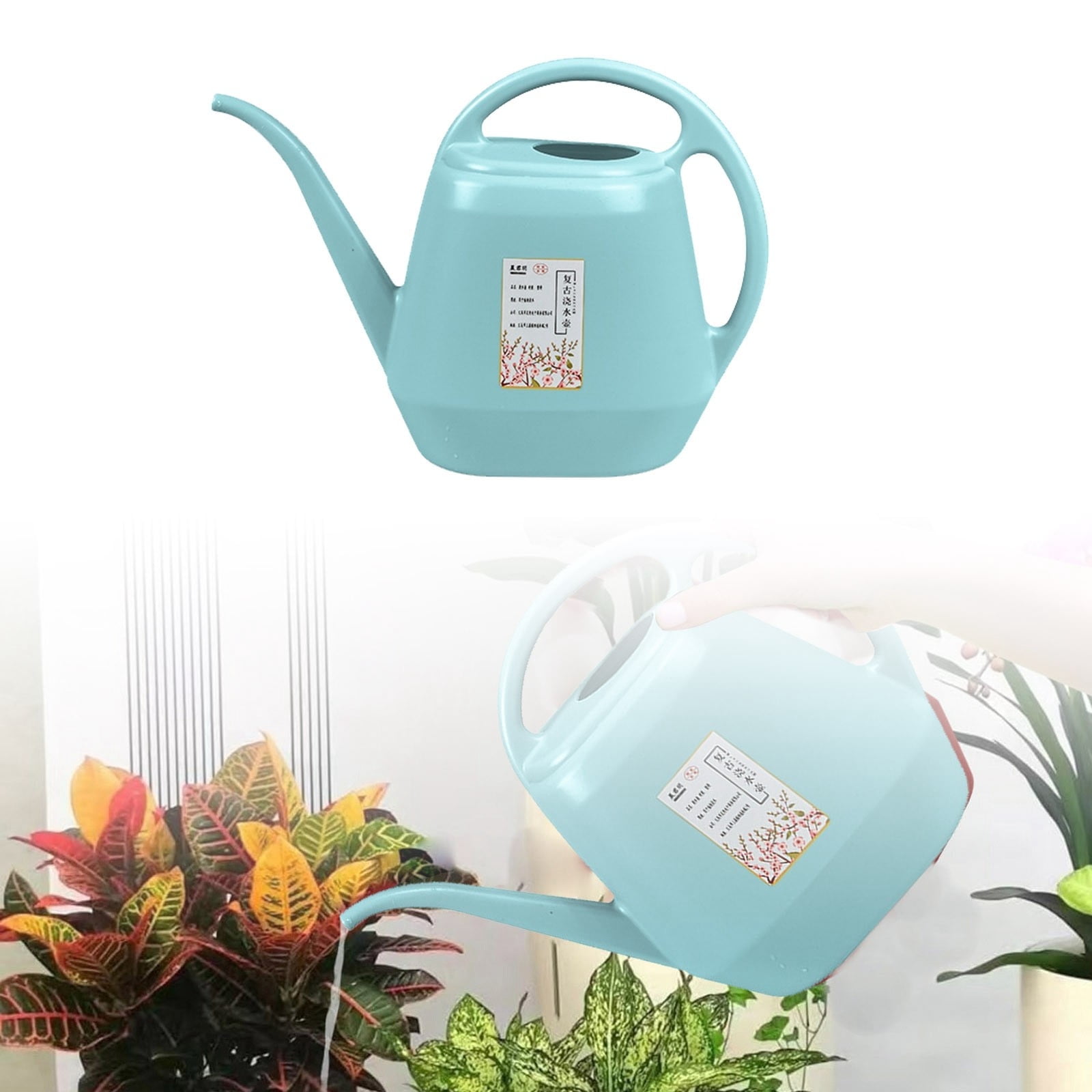 1 Gallon Plastic Watering Can with Handle and Long Spout，C