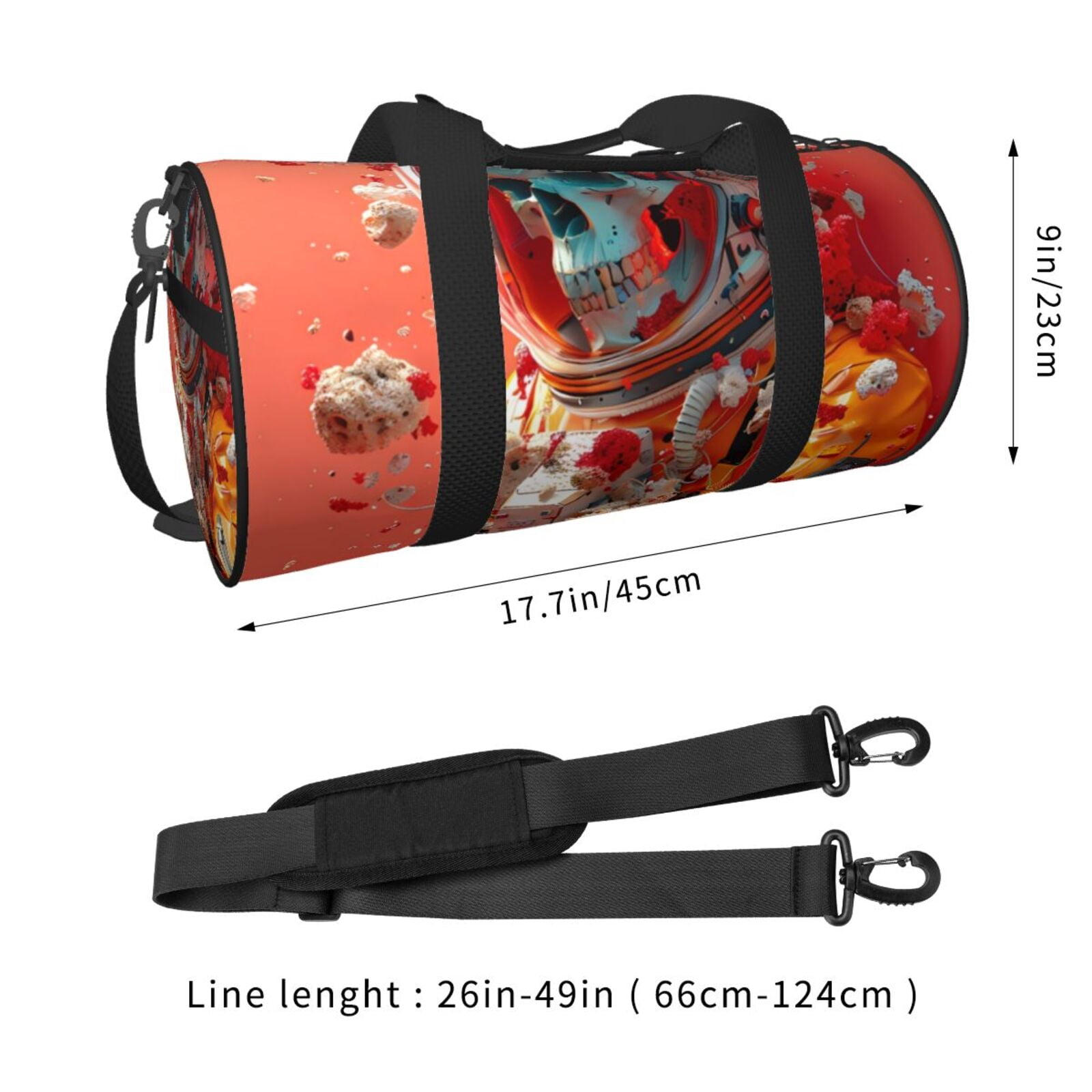 Vsdgher Space Skeleton Art 45L Foldable Duffel Bag, Sports Gym Bag,Overnight Bag, Portable Weekender Bag for Airplanes