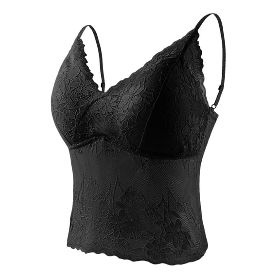 Ruimatai Women's Lace Camisole Tops V Neck Spaghetti Strap Tops with Built-in Bra Pads for Summer Casual Daily Wear