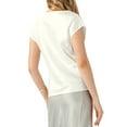 thumbnail image 3 of Inspire Chic Conjunto Top de Satén para Mujer con Cuello de Cowl, Manga Corta, Blusa Casual Elegante, L Blanca, 3 of 6