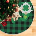 thumbnail image 5 of Green Plaid St Patrick Day Gnome Tree Skirt, 35.4 Inches Christmas Tree Skirt Xmas Ornament for Home Holiday Party Decoration, 5 of 6