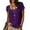 *Purple, variant on ClodeEU Women's Square Neck Short Sleeve Henley T-Shirt,Casual Solid Color Button Front Top Army Green,Women's Plus L