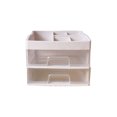 thumbnail image 1 of Desktop Organizer Desk Shelf Organizer Desktop Organizer Durable Dustproof Stable Space Saving Wide Application Multi Layers Desktop Storage RackBeige Three Layers, 1 of 1