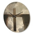 thumbnail image 3 of Designart 'Man and Big Cross between Two Cliffs ' Modern Wood Wall Clock, 3 of 5
