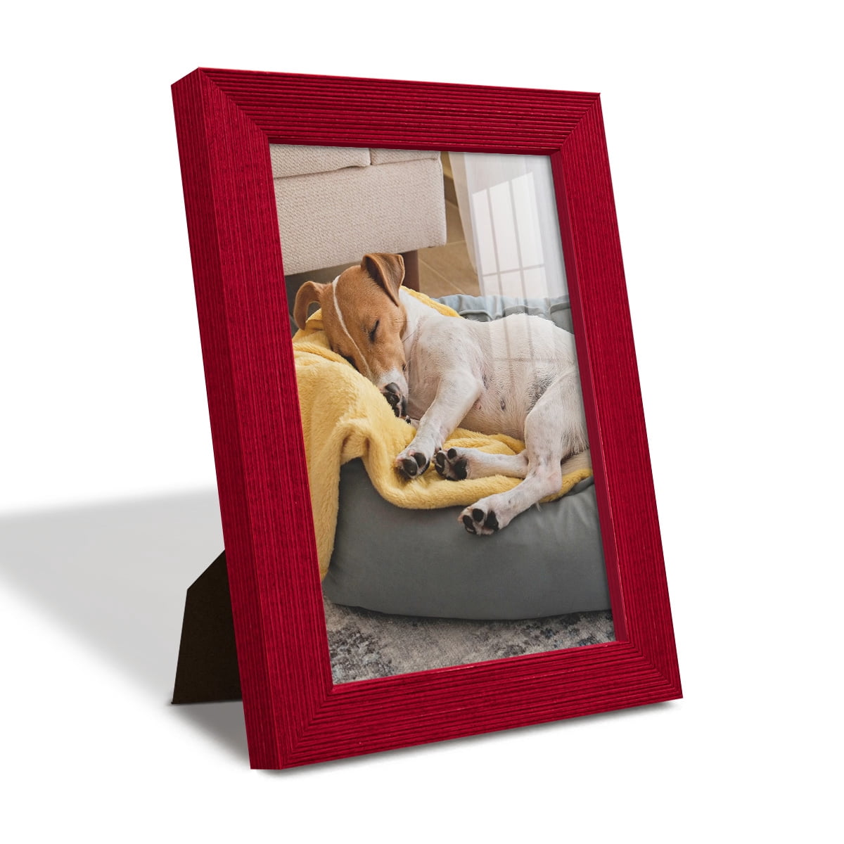 Grooved 5 in. x 7 in. Red Picture Frame Set (Set of 4)