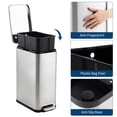 thumbnail image 3 of GAOMON Slim 13 Gallon Stainless Steel Trash Can, Step-On Rectangular Garbage Bin with Removable Inner Bucket & Soft-Close Lid, for Kitchen - Silver, 3 of 7