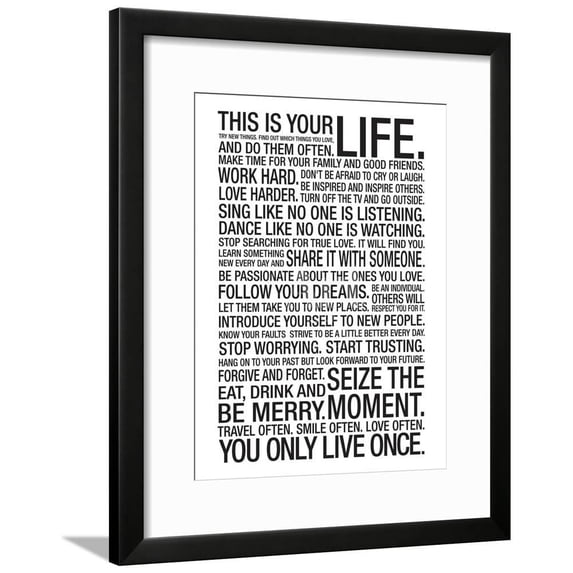 This Is Your Life Motivational Poster, Framed Art Print Wall Art Sold by Art.Com
