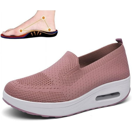 Orthopedic Walking Shoes for Women  Non-Slip Air Cushion Lightweight Comfort Breathable Platform Mesh Slip On Sneakers