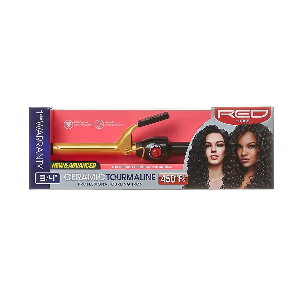 KISS - RED 1' CERAMIC TOURMALINE CURLING IRON