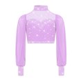thumbnail image 4 of Oyolan Kids Girls Sparkly Rhinestone Dance Crop Top Modern Latin Jazz Stage Performance Lyrical Dancewear Lavender 16, 4 of 6