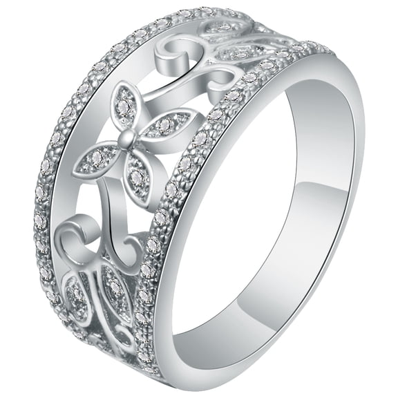 Hainon Full CZ Zirconia Leaves Rings for Women Gold Color Finger Ring Size 6-10 Fashion Rings Jewelry Distribution 2017 Hot