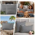 thumbnail image 5 of Boho Black Stripe Outdoor Waterproof Pillow Covers, Abstract Geometric White Minimalist Decorative Square Throw Pillowcase Sofa Cushion Sham for Patio/Couch/Chair, 20"x20" 2 Pack, 5 of 8