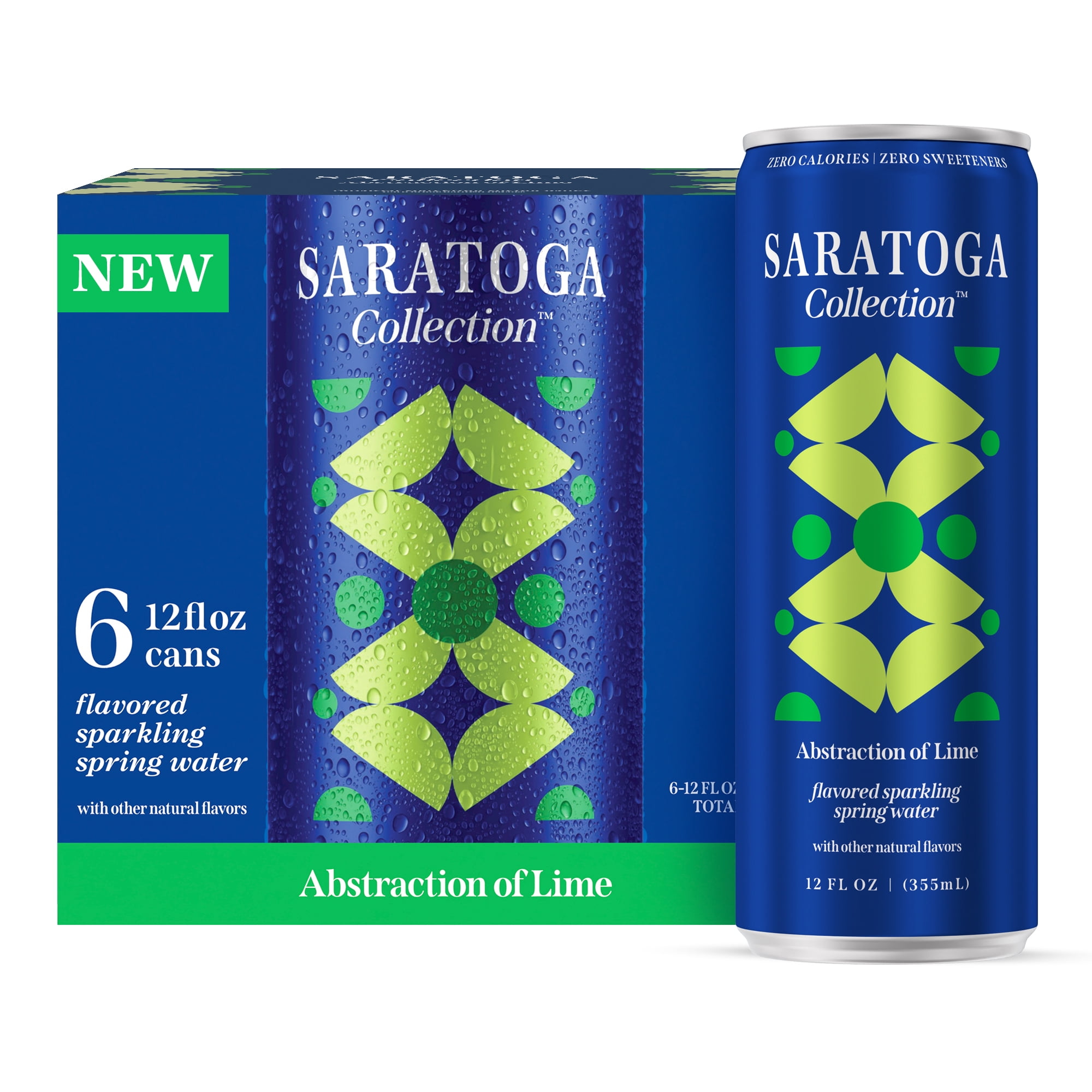 Saratoga Collection, Lime Flavored Sparkling Water, Abstraction of Lime, 12 fl oz, 6-pack Cans