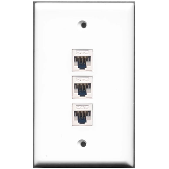 Ultra Spec Cables 3 Port Cat5e Ethernet Wall Plate w/Female/Female Jacks