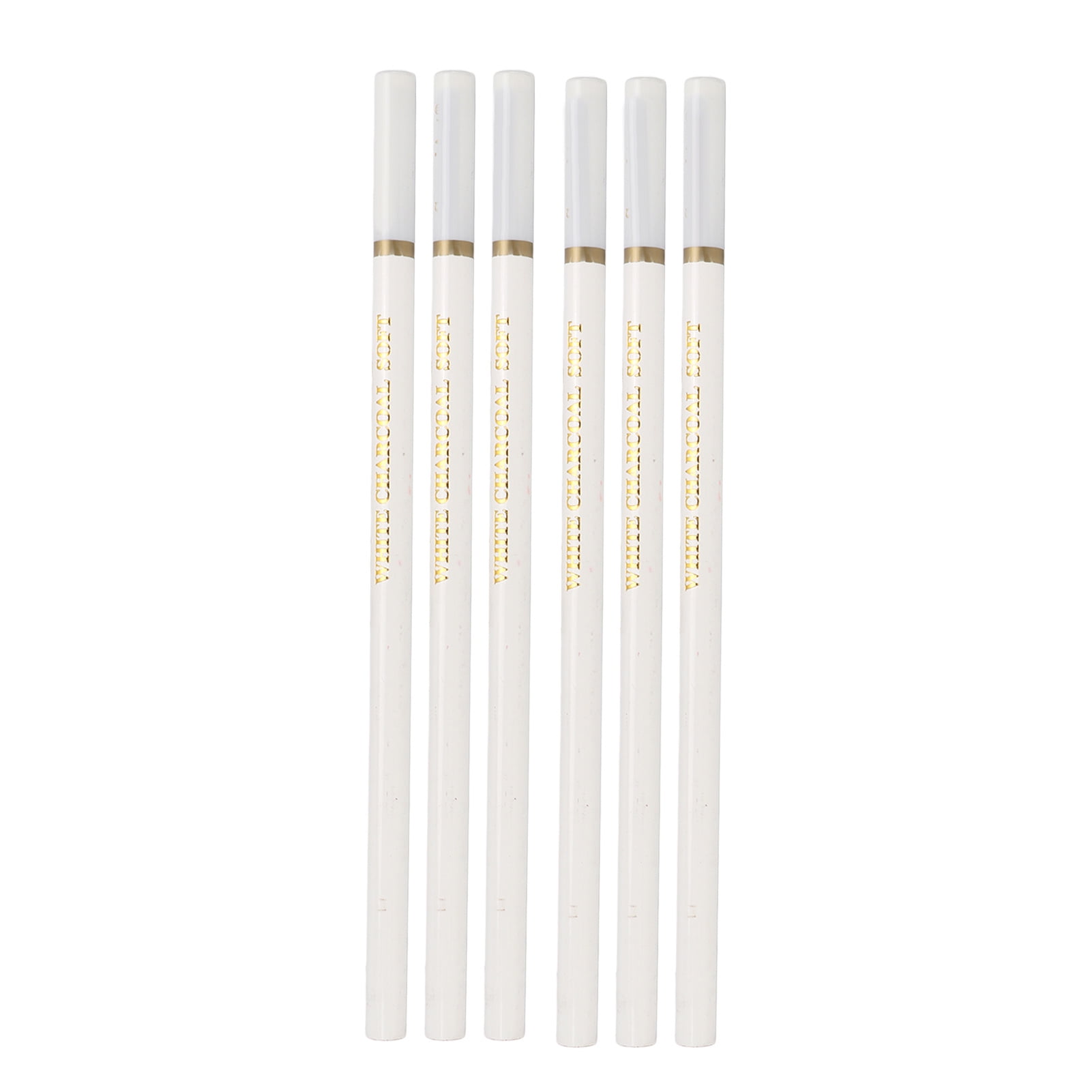 Kozecal 6 Pcs White Charcoal Pencil Non Toxic Environmentally Friendly Sketch Soft Medium Hard High Gloss White Sketch Pencil Set,White Pencils,White Chalk Pencils