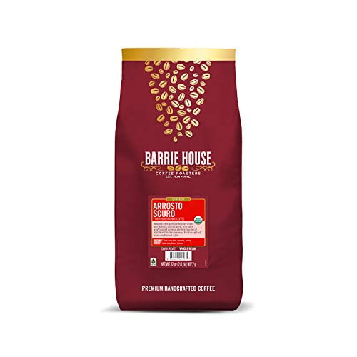 Barrie House Arrosto Scuro Whole Bean Coffee, 2 lb Bag | Fair Trade Organic Certified | Dark Roast | Smokey and Bold Flavor | 100% Arabica Coffee Beans