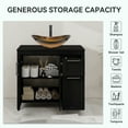 thumbnail image 5 of FULLWATT 36 Inches Bathroom Vanity in Black Finish with Glass Boat-Shaped Vessel Sink, Single Bathroom Vanity with Top, 2-Door Cabinet and 2 Drawers, 5 of 16