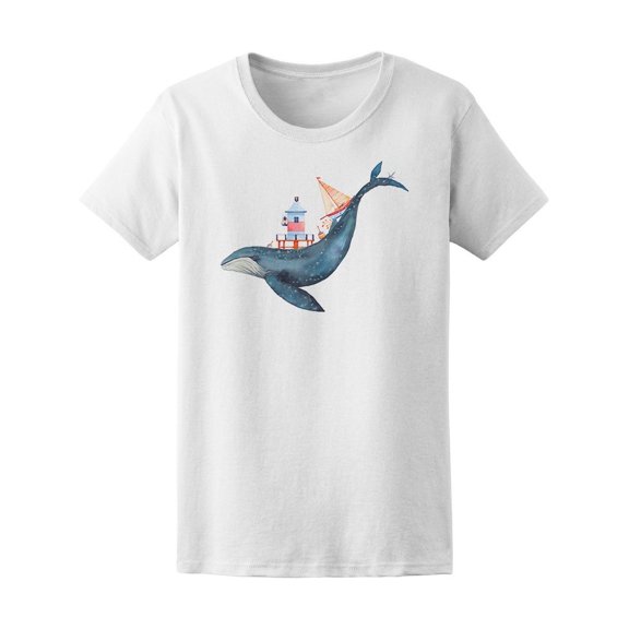 Blue Whale Island Watercolor Tee Men's -Image by Shutterstock