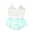 thumbnail image 1 of Women Sexy Lingerie Satin Lace V-Neck Shorts Set Sleepwear Women Sexy Sleeping Clothes Pajama For Women pangjing, 1 of 4