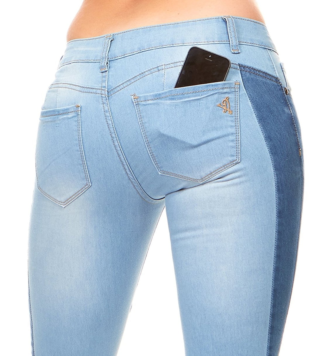 two tone denim pants