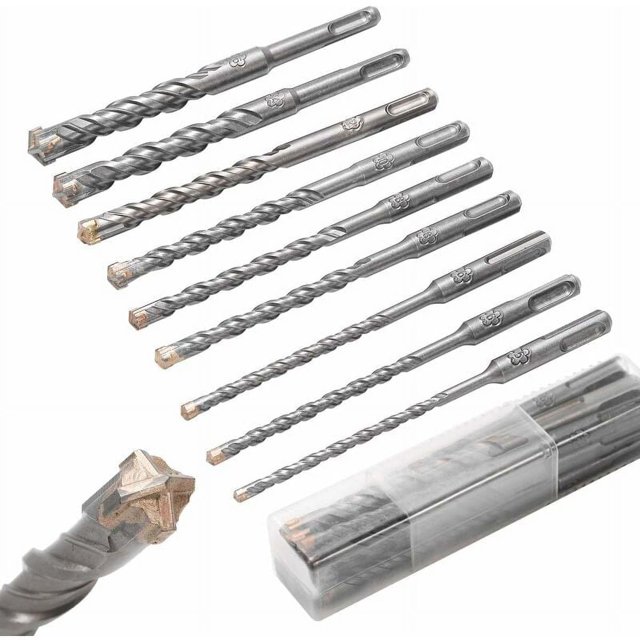 Broca para hormigón de acero de aleación de alta resistencia con rosca doble tipo cruz y diseño de ranura en forma de U Brocas para martillo rotativo SDS Plus para obtener resultados óptimos