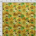 thumbnail image 3 of oneOone Polyester Lycra Yellow Fabric Rose Floral Sewing Craft Projects Fabric Prints By Yard 56 Inch Wide, 3 of 4