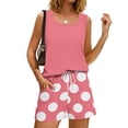 thumbnail image 5 of Short Sets for Women Lounge 2 Piece Sets for Women Polka Dots Beach Vacation Sleeveless Square Neck Tank Tops and Shorts Summer Outfits for Women Hot Pink XXXL, 5 of 8
