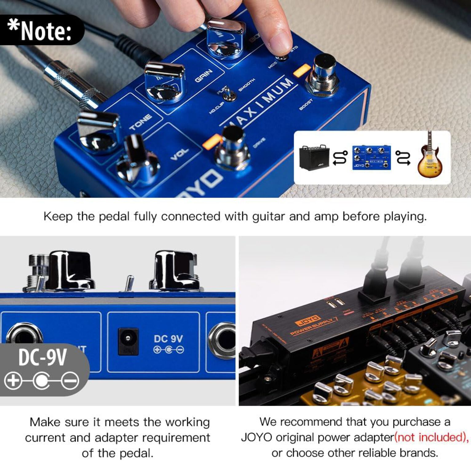JOYO R-05 Overdrive Boost Guitar Pedal 6 Modes Pure Clean True Bypass For Guitar Bass
