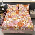 thumbnail image 4 of Xoenoiee Hippie Daisy Print 3 Piece Fitted Sheet and Pillowcase Set, Including 1 Fitted Sheet & 2 Pillowcase Set, Soft and Cooling Deep Pocket Fitted Sheet, NO Flat Sheet Included, Twin XL Size, 4 of 7