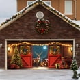 thumbnail image 4 of 7x16 ft Christmas Banner Cover, Garage Door Christmas Cover Winter Snow Scene Outdoor Large Garage Door Decors Xmas Candyland Village Backdrop for Wall House Holiday Party Decor, 4 of 5